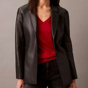 Calvin Klein Faux Leather Slim Fit Blazer